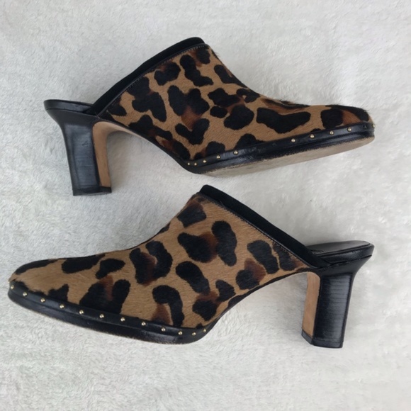 Cole Haan Calf Hair Mules Heels Leopard Print 8 - Picture 5 of 8